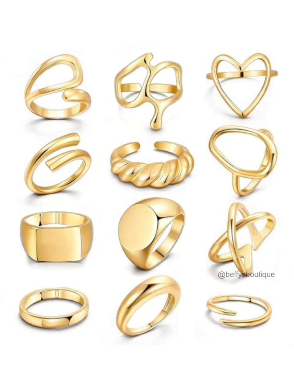 12PCS Gold Stackable Rings Set for Women 18K Gold Plated Open Stacking Knuckle